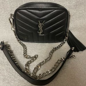 YSL leather cosmetic pouch turned into crossbody bag